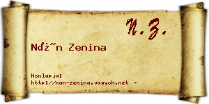 Nán Zenina névjegykártya